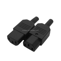 Connecteur de Câble d'Alimentation Industriel YD-C13 10A 250V AC, Prise et Fiche en Laiton Massif, Boîtier en Nylon, C14 Femelle/Mâle, Réutilisable, Certifié CE
