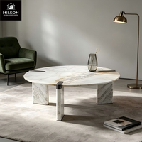 Table basse ronde en marbre moderne de luxe, table centrale en pierre naturelle pour salon, décoration intérieure, table basse pour hôtel et villa