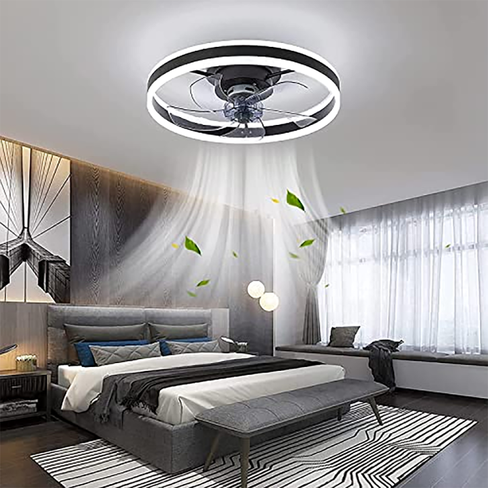 19.7 Inch 6 Wind Speeds Smart Modern Remote Control Dimmable Household Bedroom Hotel LED Fandelier Elegant Ceiling Fan Lamp
