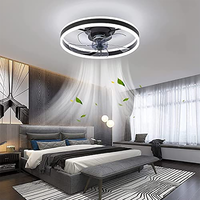 Ventilateur de plafond LED élégant de 19,7 pouces avec 6 vitesses, télécommande intelligente, variateur d'intensité, pour la maison, la chambre à coucher, l'hôtel