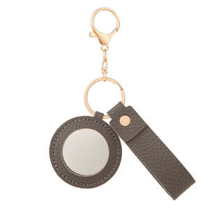 Litchi Grain Pu Leather Make-up Mini Round <b>Compact</b> <b>Mirror</b> with Keychain Swivel Design for Travel Pocket Use - Product Image 4