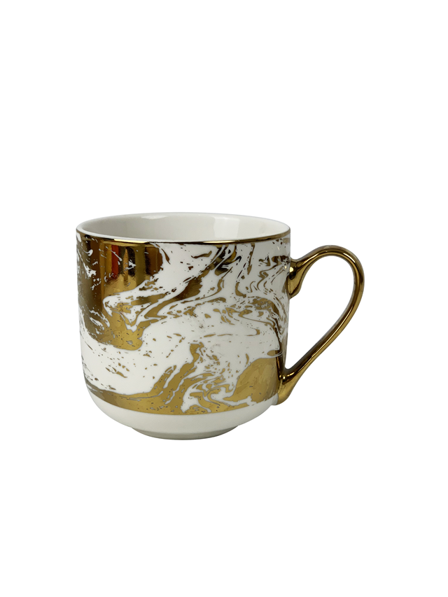 RTS wholesale 16oz Custom Novelty Gift gold Porcelain Mugs Cups Coffee Sets Ceramic Mug with Gold Handle for Men Women