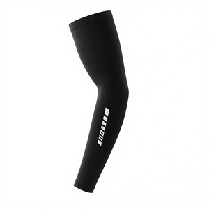 Manchon de compression unisexe noir avec logo blanc, protection anti-UV pour le cyclisme, la course à pied et le fitness - Product Image 1