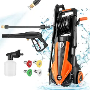 Electric Pressure Washer 3500 PSI 2.6GPM with Reel 4 Nozzles Detergent Tank 2100W High Pressure Washer