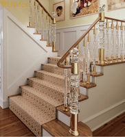 Décoration en cristal Escalier d'intérieur résidentiel Villa Garde-corps Escalier Couleur personnalisée Rampe en forme de L Pilier Hall