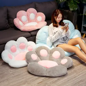 Decoración de silla para el hogar, cojín de asiento de animales de invierno, sofá de felpa relleno, suelo interior, almohada con pata de gato de oso