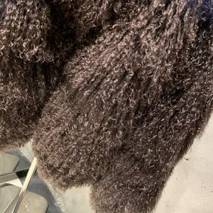 Cappotti in Soffice <span class=keywords><strong>Pelliccia</strong></span> di Pecora Mongola Cappotti in Vera <span class=keywords><strong>Pelliccia</strong></span> di Agnello Riccia <span class=keywords><strong>Marrone</strong></span> Scuro <span class=keywords><strong>Cappotto</strong></span> in <span class=keywords><strong>Pelliccia</strong></span> da Donna - Product Image 5