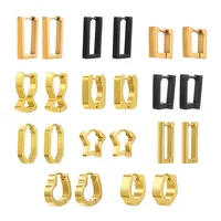 Liuanan الذهب مطلي الفولاذ المقاوم للصدأ رجل Huggie أقراط الكورية مكتنزة مجوهرات الأزياء هوب أقراط النساء