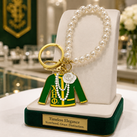 Vente en gros directe usine Yiwu : Accessoire breloque chaîne de perles avec lettres grecques Chi Eta Phi Sorority et pendentif Caduceus Soror 1932 DIY