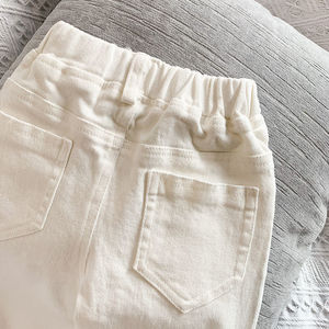Jeans <span class=keywords><strong>Bianchi</strong></span> per Ragazzi e Ragazze, <span class=keywords><strong>Pantaloni</strong></span> Casual Alla Moda per Primavera e Autunno, Jeans con Stampe - Product Image 5