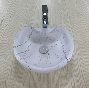 Fregadero de encimera de mármol negro y blanco mate moderno Lavabo de mano Lavado de Arte de cerámica <span class=keywords><strong>Becken</strong></span> para baño Lavabo de cerámica Lavabo de baño - Product Image 1