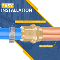 Raccords à sertir PEX de 1/2 pouce de la marque HUANHAI, adaptateur en laiton, raccord à sertir, garantie de 3 ans, forgé et poli pour l'alimentation en eau Pn25