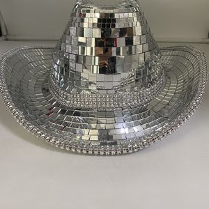 Chapeau de cowboy <span class=keywords><strong>disco</strong></span> miroir argenté étincelant pour femmes le plus populaire - Product Image 5