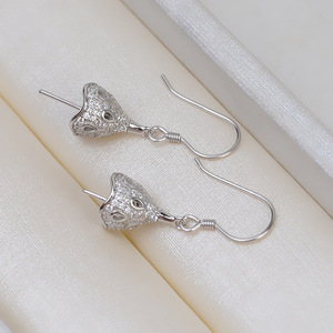 Boucles d'oreilles en argent S925 avec perle de jade, accessoires de bijoux DIY, ailes d'ange semi-finies 3911 avec chaîne simple - Product Image 3