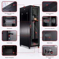 Armoire de serveur 19 pouces 12U-42U en acier laminé à froid, coffret de centre de données, protection IP20, porte avant en verre, en stock
