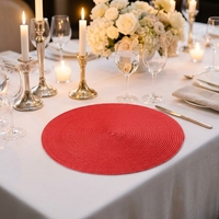 Napperons ronds en plastique PP tressé, colorés, durables et légers, pour mariages, dîners, hôtels et événements