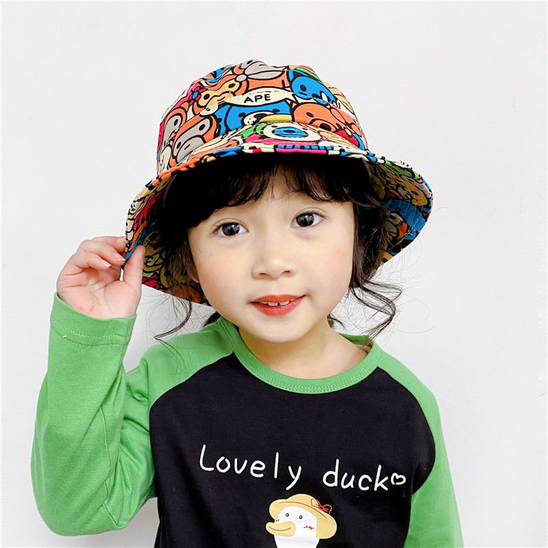 Детская Милая супермилая шляпа рыбака с граффити из мультфильма детская шляпа для отдыха на открытом воздухе Солнцезащитная шляпа