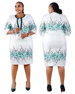 African Oversize Ladies Casual Dress Suit Church Dress Plus Size Women Print Turkey Clothing Wears Dress Suit - Product Image 1