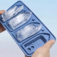 Nouveau design, moule à glaçons en silicone à 4 cavités, plateau à glaçons sans BPA, moule à crème glacée en silicone, plateau à glaçons en silicone en forme de bateau