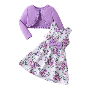 Abbigliamento per Bambine Nuova Collezione Primavera Autunno 100% Lana Tessuto Floreale Pettinato Antirughe Set Cardigan Lavorato <span class=keywords><strong>a</strong></span> Maglia Vendita Calda - Product Image 5