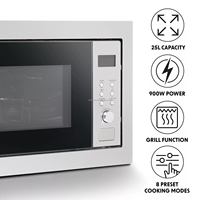 Penjualan terlaris 25L Stainless Steel Built-in Microwave elektronik terintegrasi dengan panggangan