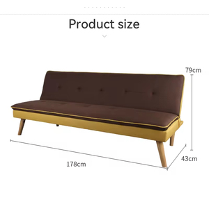 Durable Solid Wood Leg Convertible <b>Sofa</b> Bed Brown Blue Multi Functional <b>Folding</b> Couch for Apartment and Dorm Use - Product Image 4