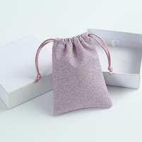 Sac cadeau en velours réutilisable personnalisé, petit sac en velours rose pailleté avec cordon de serrage, emballage de luxe pour bijoux, sac anti-poussière