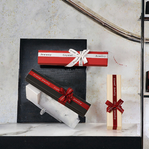 Caja de Joyería de Terciopelo Moderna y Lujosa, Rectangular, con Lazo de Seda, para Collares, Regalo para Damas de Honor de Boda - Product Image 3