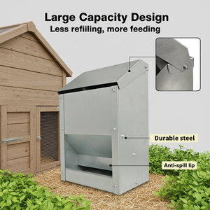 Mangiatoia Automatica per Pollame JH-Mech, Resistente alle Intemperie, 6 Porte di Alimentazione, 30 Libbre, Mangiatoia per Polli in Acciaio Inossidabile - Product Image 3
