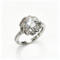 Bagues en laiton plaqué platine, pierres étincelantes élégantes pour les fêtes d'anniversaire, les mariages, les anniversaires de mariage, bijoux de mode, cadeaux