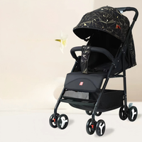 Poussette bébé avec dossier réglable, suspension des roues avant, accoudoirs amovibles, design pliable, en tissu lin, sûre pour les enfants en extérieur