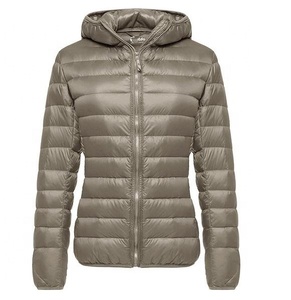 Trọng lượng nhẹ trùm đầu Packable siêu nhẹ áo thoáng khí ấm áp mùa đông outwear Áo Womens xuống áo khoác - Product Image 1