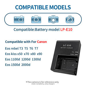 เครื่องชาร์จแบตเตอรี่กล้องสำหรับ Canon <span class=keywords><strong>EOS</strong></span>, LP-E10เครื่องชาร์จแบตเตอรี่กล้อง EU T3 T5 T6 T7 X50 X70 X80 X90 1100D 1200D 1300D <span class=keywords><strong>EOS</strong></span> <span class=keywords><strong>1500D</strong></span> 2000D - Product Image 2