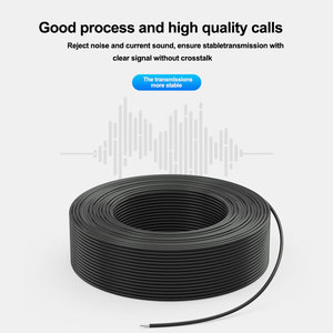 كابل هاتف نحاسي نقي أحادي النواة ثنائي النواة مع درع مزدوج ، قوة شد معززة ، أسود ، متر - Product Image 4