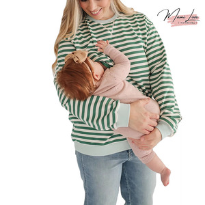 Felpa <span class=keywords><strong>Premaman</strong></span> a Maniche Lunghe da Donna, Vestibilità Oversize, con Strisce, per Allattamento, Top per Gravidanza - Product Image 1