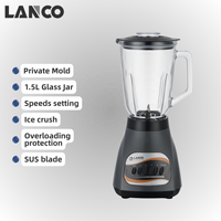 Blender de table portable LANCO NK-B155 électrique 4 vitesses 700W avec bol mélangeur pour usage en cuisine