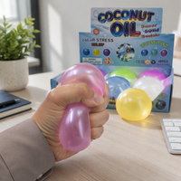 Balle anti-stress en TPR translucide à l'huile de coco, jouet sensoriel souple pour enfants et adultes, boîte de 12 pièces