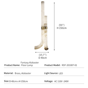 Lámpara de Pie LED de Latón y Alabastro, Estilo Italiano Minimalista de Lujo, para Sala de Estar, Dormitorio, Villa, Hotel, Proyecto, Lámpara de Columna Escultural - Product Image 3