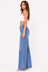 Jeans in Denim a Vita Alta e Gamba Larga con Stampa Glitterata, Vestibilità Comoda, Lunghezza Intera, Stile Casual, Blu Chiaro in Cotone - Product Image 2