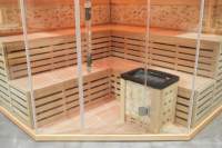 Ruang Sauna Tradisional Dalam Ruangan dengan Lampu LED Mewah, Ruang Sauna Uap Finlandia