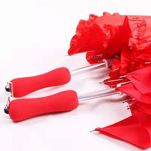 SUNDAY <span class=keywords><strong>Parapluie</strong></span> droit de luxe pour adultes Saint Valentin Mariage Pongé en <span class=keywords><strong>forme</strong></span> de <span class=keywords><strong>coeur</strong></span> rouge Cadre en fibre de verre et fer - Product Image 3