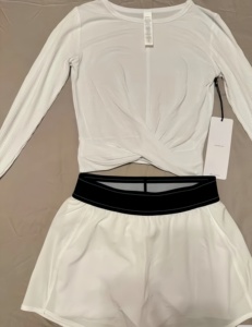 Chất Lượng Cao AI Yoga Tập Thể Dục Thiết Lập Của Phụ Nữ Đàn Hồi Cao Áo Ngực Thể Thao Tank Top + Xà Cạp Ngắn Váy 2-Mảnh Thiết Kế Chạy Bộ Thiết Kế - Product Image 6