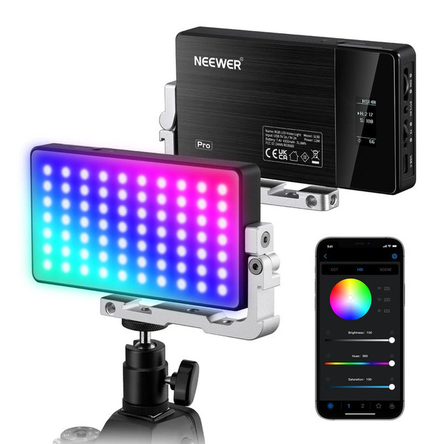 For NEEWER SL90 Pro RGB Panel 1700Lux at 0.5m CRI97+ for Photography Full App/2.4G Wireless Control Video Light