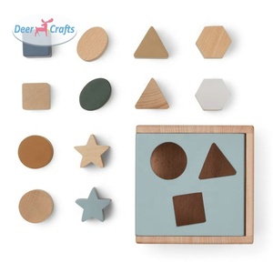 Hot Sale Kids Geometric <strong>Shape</strong> <strong>Blocks</strong> Matching Game Wooden <strong>Shape</strong> Sorting Cube DD12446 - Product Image 2