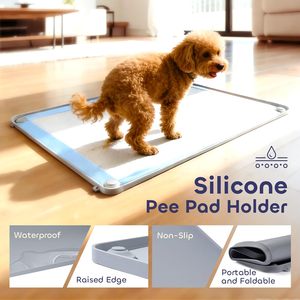 Support réutilisable pour tapis de propreté pour chiens en silicone avec rebord surélevé antidérapant pour l'apprentissage de la propreté des chiots - Product Image 3