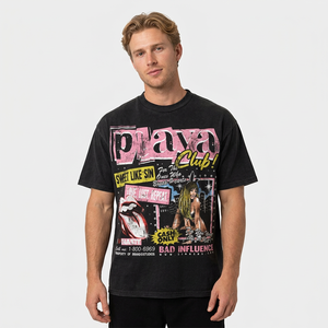 <b>Men's</b> <b>Black</b> Short Sleeve T-Shirt With Graphic Print Regular Fit O-Neck Street Style Jersey Fabric - Product Image 6