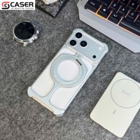 Étui de téléphone magnétique en métal en forme de trophée avec support rotatif à 360 degrés pour iPhone 14-17 Pro Max/Samsung S26 S25 Ultra