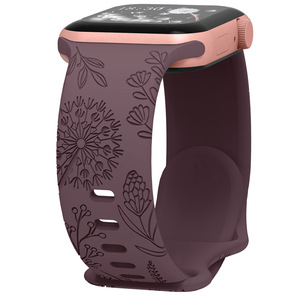 Art <span class=keywords><strong>Radium</strong></span> แกะสลักลายนูนรูปแบบซิลิโคนนาฬิกาสําหรับ Apple <span class=keywords><strong>Watch</strong></span> Series 6 7 8 9 สายเปลี่ยน - Product Image 1