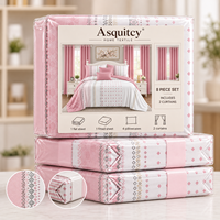 En stock : Ensemble de literie 8 pièces pour chambre à coucher, tailles Queen et King, imprimé, avec drap-housse, drap plat, rideaux et taies d'oreiller