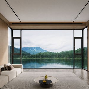Finestra Panoramica Moderna in <span class=keywords><strong>Alluminio</strong></span>, Grande Finestra Fissa in Vetro con Finestre Laterali a Battente per Villa di Lusso - Product Image 1